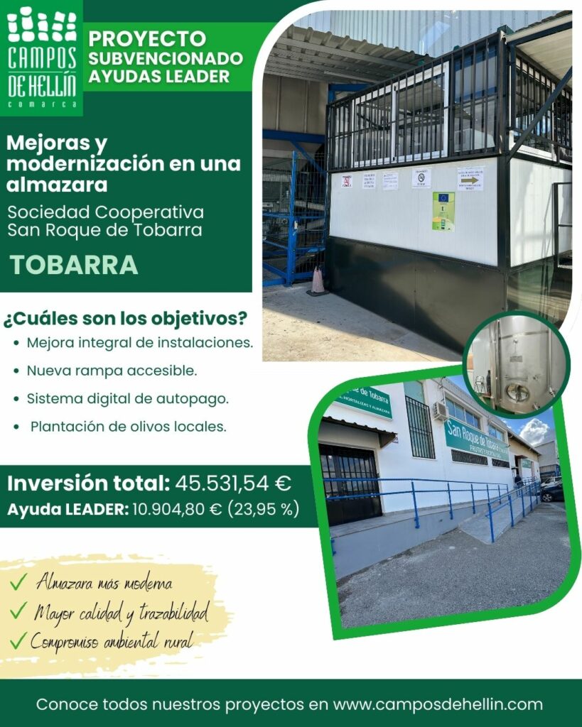 Proyecto LEADER – Mejoras en una almazara – Tobarra