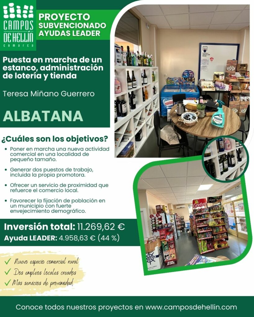 Proyecto LEADER – Apertura de un estanco, administración de loterías y tienda – Albatana