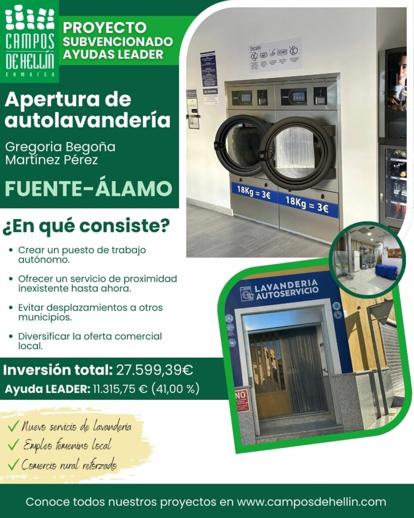 Proyecto LEADER – Apertura de una Autolavandería – Fuente-Álamo