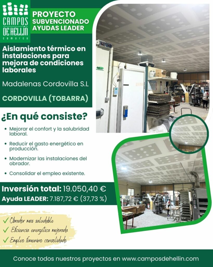 Proyecto LEADER – Aislamiento térmico en instalaciones para mejora de condiciones laborales – Cordovilla (Tobarra)