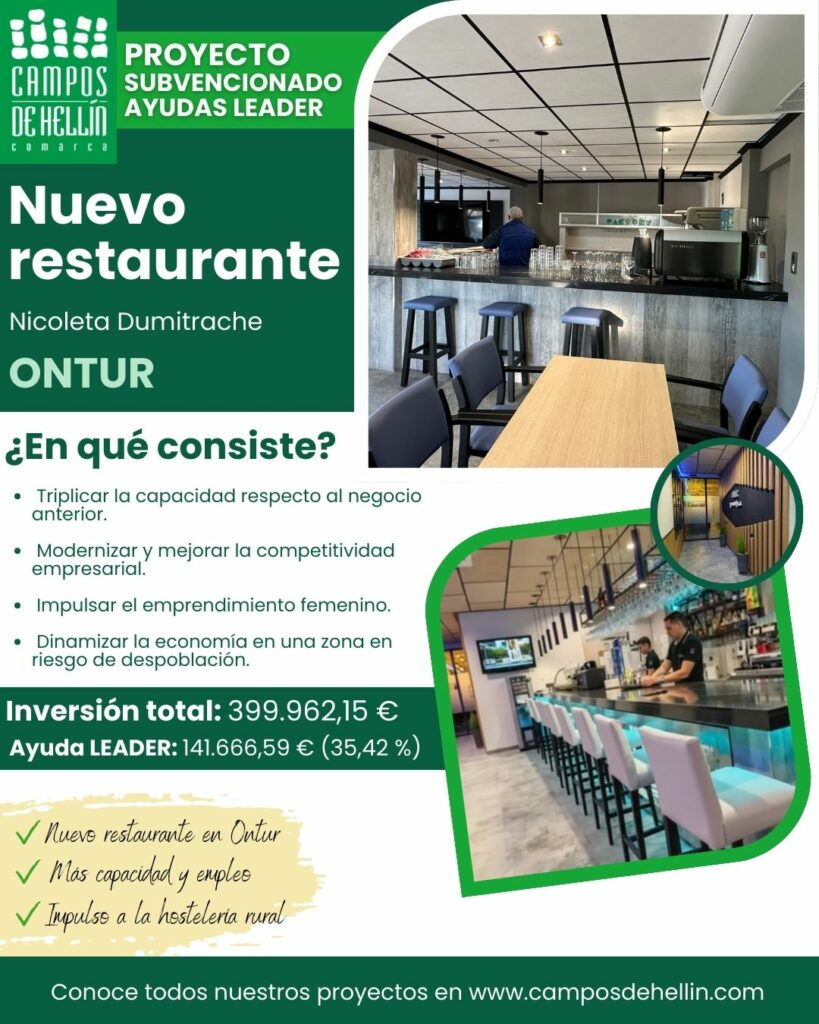 Proyecto LEADER – Nuevo restaurante – Ontur