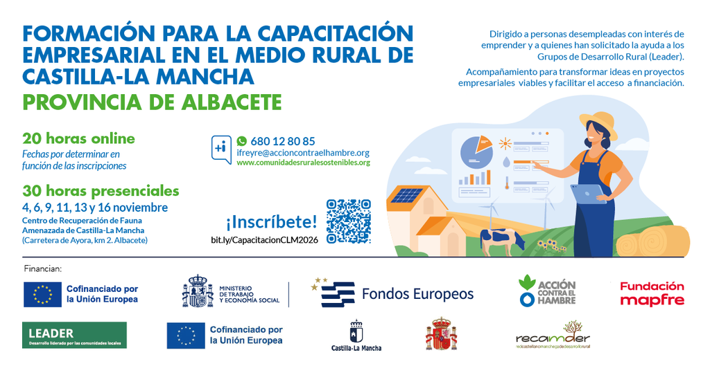Abierto el plazo del curso gratuito de Capacitación Empresarial en el Medio Rural de Albacete: requisito obligatorio para solicitantes de ayudas LEADER y abierto a todas las personas interesadas